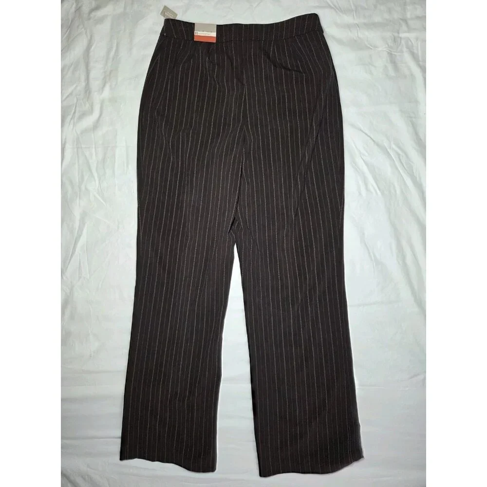 Croft & Barrow Stretch Brown Pin Stripe Straight Leg‎ Career Dress Pants 10 NWT
